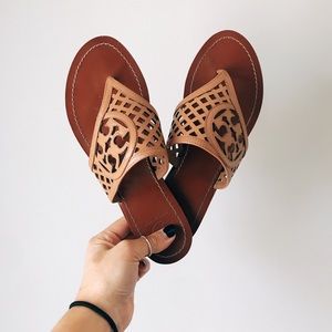 Tory Burch thatched perf logo thong sandals